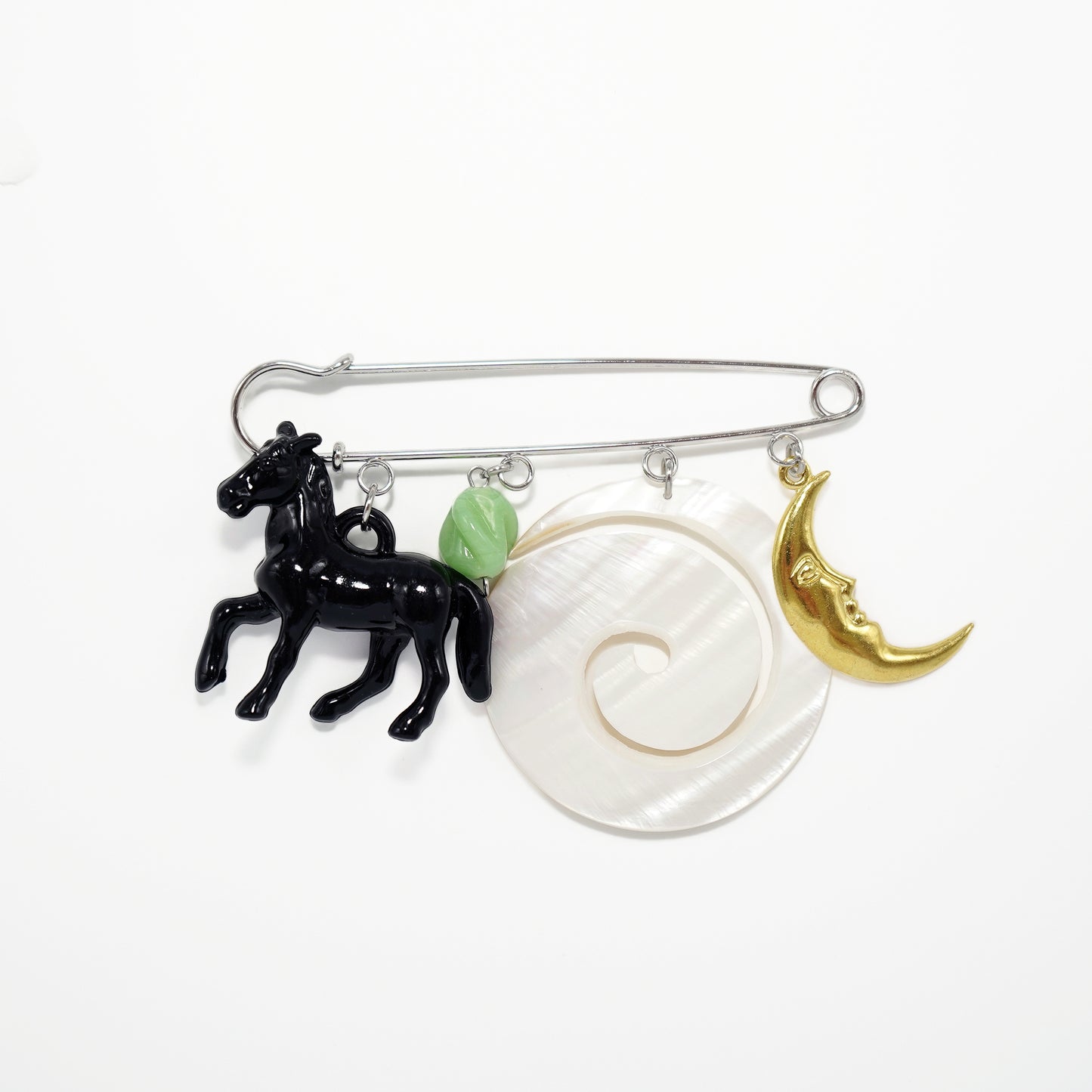 Charm Brooch (Horse & Spiral)