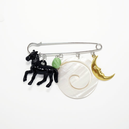 Charm Brooch (Horse & Spiral)